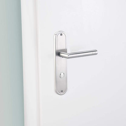 AGT Door Handle: 2-piece stainless steel door handle sets for bathroom & toilet, each with 2 handles (door handle set, WC long plate door fittings, door lock)