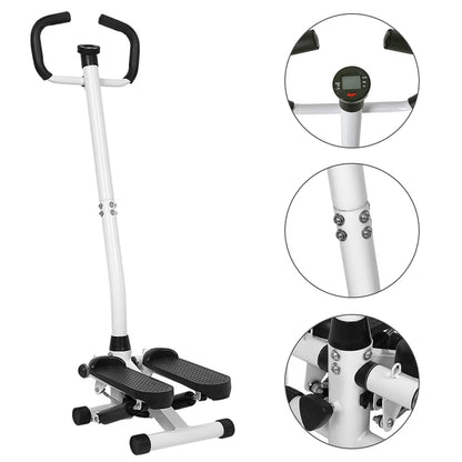 Stepper with handle and LCD monitor, twist stepper for aerobic and fitness, height-adjustable stepper for home.