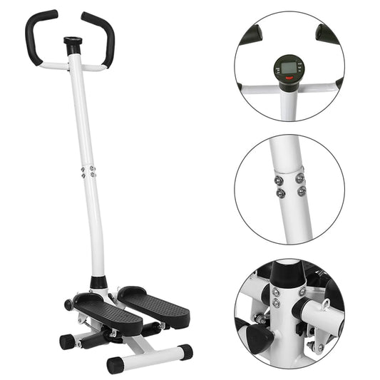 Stepper with handle and LCD monitor, twist stepper for aerobic and fitness, height-adjustable stepper for home.