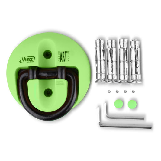 VINZ Everest wall/floor anchor | ART4 certified | shackle thickness Ø14mm | for securing motorcycle moped bicycle | foldable anchor | with mounting hardware (green)