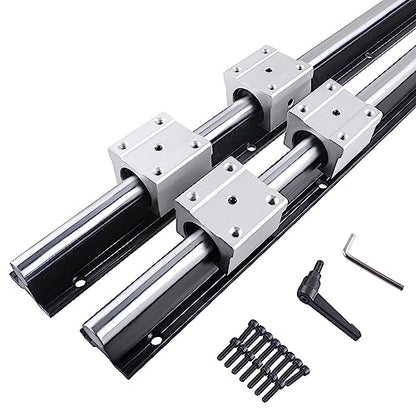 CNCMAN SBR16 Linear Guide 1000mm 2 Pieces SBR16-1000mm Linear Rail with SBR16UU Slide Block, M5*20 Screws, Locking Handle, Allen Key, linear rails linear guides for CNC machines.