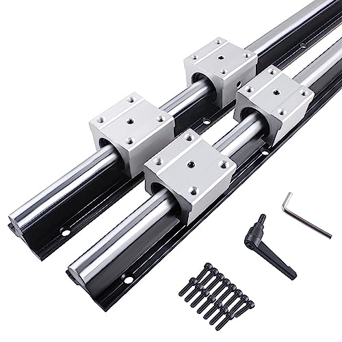 CNCMAN SBR16 Linear Guide 1000mm 2 Pieces SBR16-1000mm Linear Rail with SBR16UU Slide Block, M5*20 Screws, Locking Handle, Allen Key, linear rails linear guides for CNC machines.