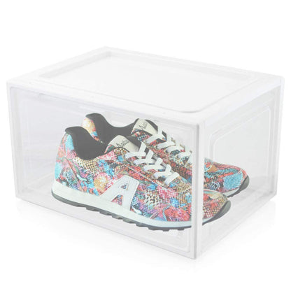 BITUXX LEX21 Shoe Box Stackable Storage Plastic Container Shoe Case Shoe Organizer up to Size 47 (White, Set of 6)