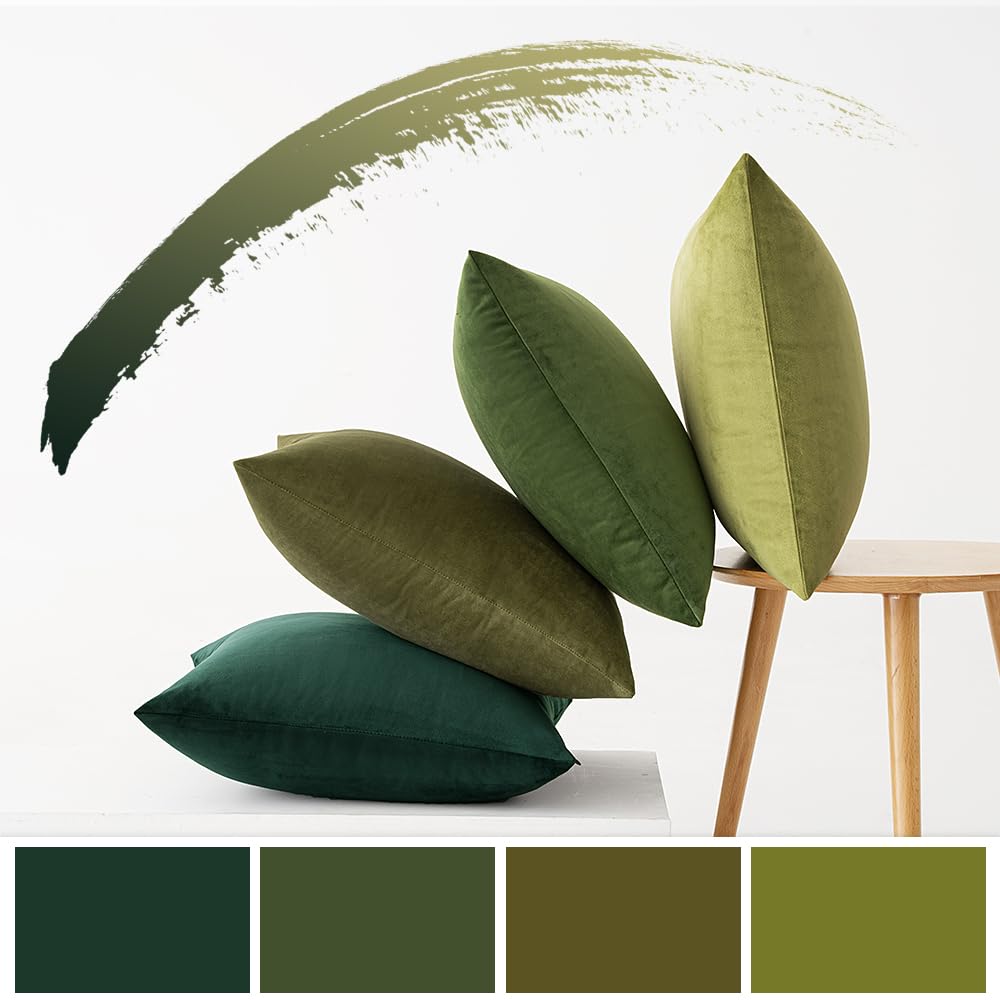 MIULEE Christmas Velvet Throw Pillow Covers Set of 4 Soft Decorative Cushion Cases for Sofa Couch Bed Living Room Kids 50x50cm Forest Green Series