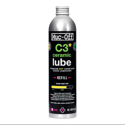 Muc-Off C3 Ceramic Dry Chain Lube Bike, 300 ml - Premium lubricant for chains, chain spray bike, with UV tracer dye - For dry and dusty conditions.