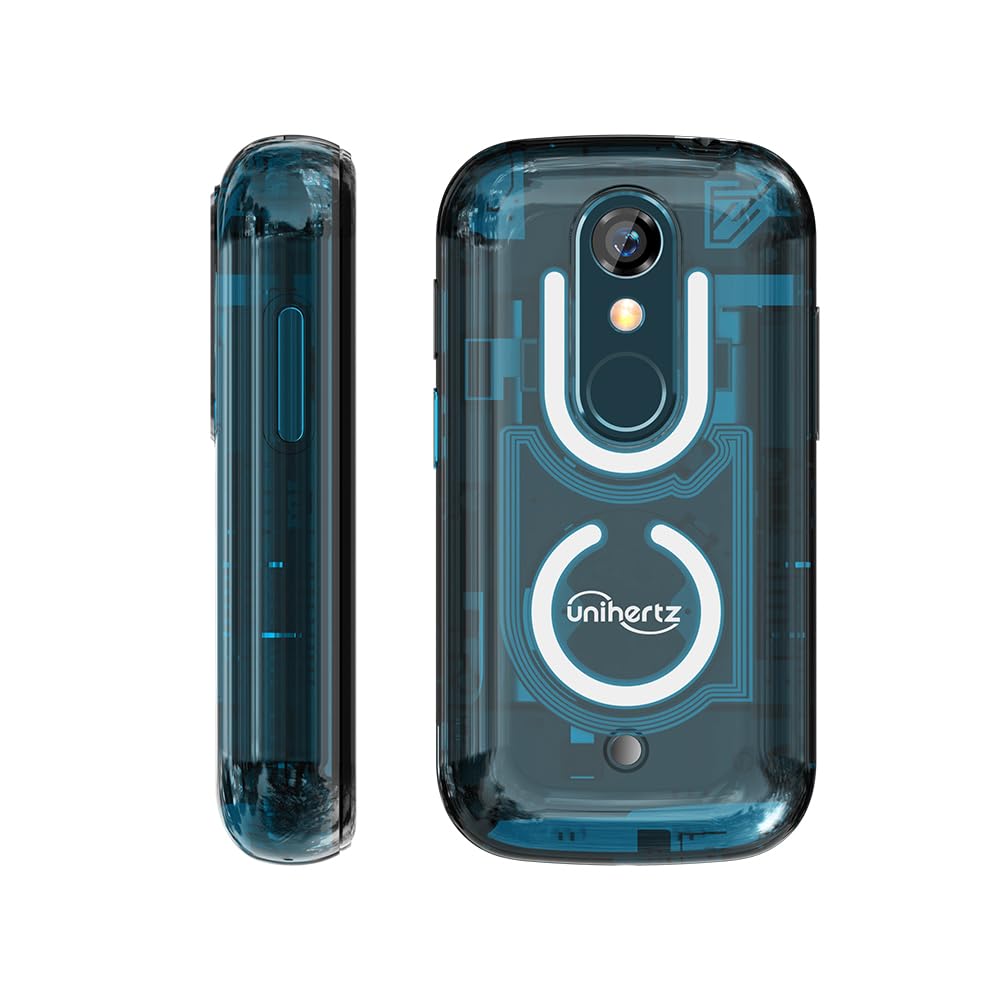 Unihertz Jelly Star (Blue) - Smallest 4G smartphone with LED light and 3-inch display, Android 13, 8GB RAM + 256GB ROM, weight 116g, 48MP camera.