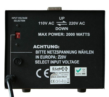 2000W USA Voltage Converter 230/220V to 110V step-down/step-up