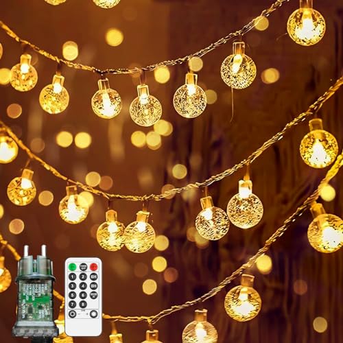 vutizal Indoor Christmas Tree Lights with Plug - 18M 100 LED Ball String Lights with 8 Modes IP44 Waterproof, LED String Lights for Indoor and Outdoor, Perfect for Christmas decorations, Kids room, Balcony