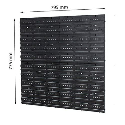 40 piece box with lid + wall shelf 80 x 80 cm, stackable bins pouring rack visibility storage containers storage system (RED)