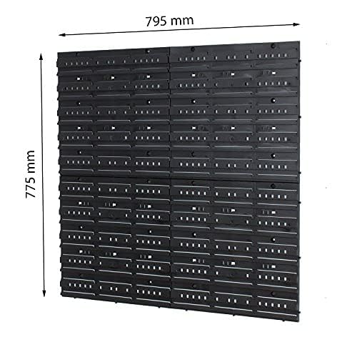 40 piece box with lid + wall shelf 80 x 80 cm, stackable bins pouring rack visibility storage containers storage system (RED)