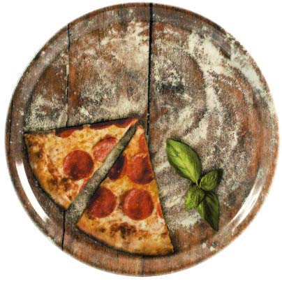 Topkapi Pizza Plate Set Pizza-Amore - 3 large pizza plates with a diameter of ~31.5 cm each, with complete decor featuring heart motif Pizza Love Amore, ceramic.