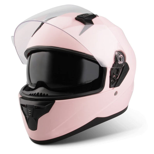 VINZ Kennet Full-Face Helmet with Sun Visor | Motorcycle Helmet Full-Face | ECE 22.06 Certified | for Women | Available in Sizes XS-XXL - Matte Pink