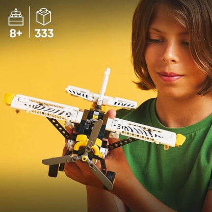 LEGO Technic Propeller Plane, Buildable Plane Toy for Kids, Gift for Boys and Girls aged 8+, Model aircraft with spinning propeller and 4-cylinder piston engine 42198