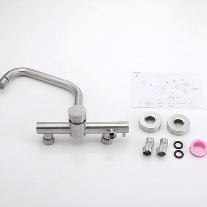 ONCE kitchen faucet in wall with 3/4 inch connection for dishwasher/washing machine, wall faucet with 2 spray modes, kitchen wall-mounted mixer tap, matte