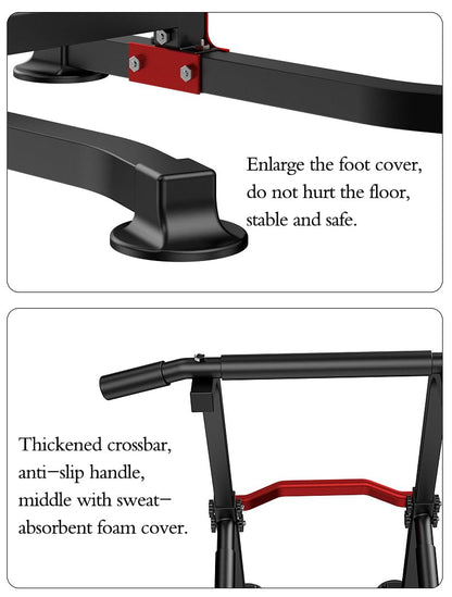 Power Tower Dip Station Pull-Up Bar – Adjustable multi-purpose home fitness equipment with non-slip foot pads – 330 pounds / 150 kg weight capacity.