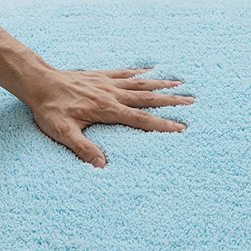 MIULEE Rug Bath Mat Bathroom Rug Non-Slip Washable Bath Mat Bedside Rug Absorbent Shower Mat Floor Mat for Living Room Bedroom Bathroom 70x120 cm Sky Blue