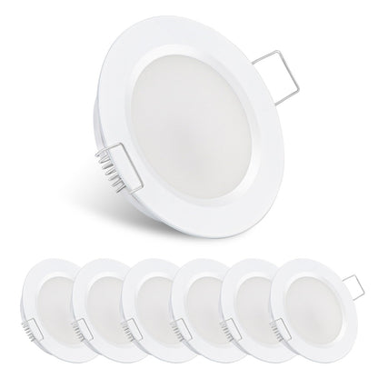 acegoo 6-pack recessed light LED downlight spot 12V flat lamp hole 58mm 2.5W 215lm CRI 93 dimmable for RV boat camper wardrobe, White 3000K