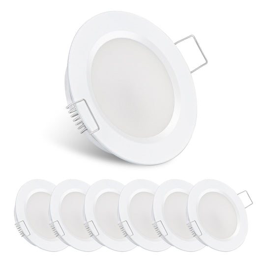 acegoo 6-pack recessed light LED downlight spot 12V flat lamp hole 58mm 2.5W 215lm CRI 93 dimmable for RV boat camper wardrobe, White 3000K