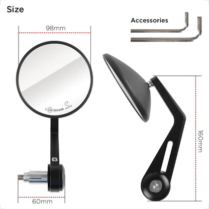 Evermotor Universal CNC Handlebar End Mirror Motorcycle, Motorcycle Mirror Rearview Mirror E9 Approved, 360° Rotatable Handlebar Mirror Compatible with Quad Scooter ATV Moped