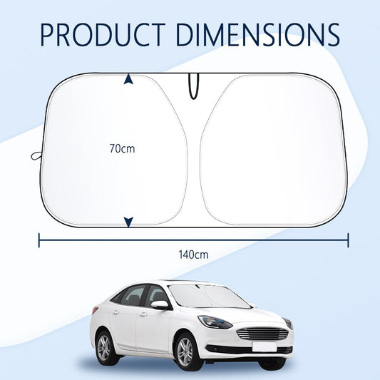 Thick sun protection car front windshield with storage bag, Keeps car interior cool, Universal sun protection car front sun protection for cars, SUVs, trucks (M: 140x70cm)