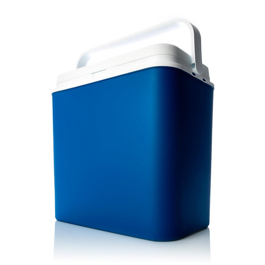 BigDean Cooler Box 24 liters blue/white - Insulated box with up to 14 hrs cooling - Cool bag for on the go - Outdoor thermobox for camping, picnic & garden - Made in Europe