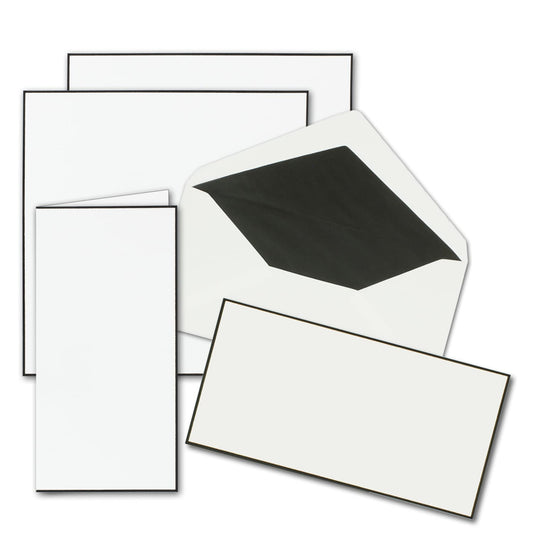 50 sets of condolence cards - DIN Lang double cards with lined envelopes - both featuring handmade black borders - foldable cards for condolences.