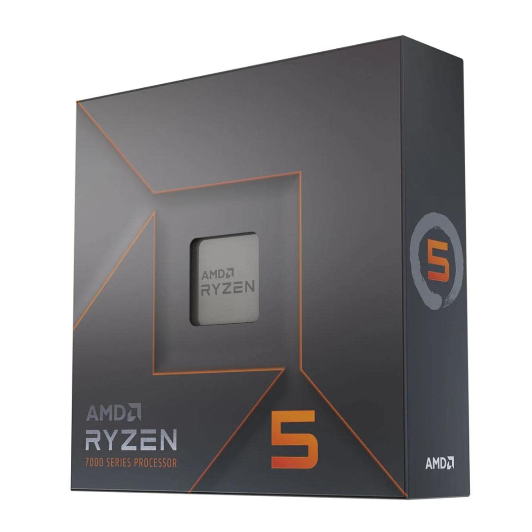 AMD Ryzen 5 7600X processor (integrated Radeon graphics, 6 cores/12 threads, 105W TDP, AM5 socket, 38MB cache, Up to 5.3 GHz max boost, No cooler)