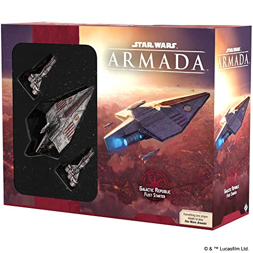 Fantasy Flight Games, Star Wars Armada: Galactic Republic Fleet Expansion Pack for 2 players, ages 14+, with 120 minutes playing time.