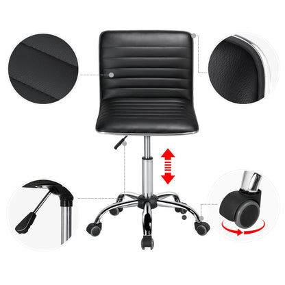 Yaheetech office chair swivel ergonomic desk chair, swivel chair with casters, armless, 360° swivel, height adjustable, made of faux leather.