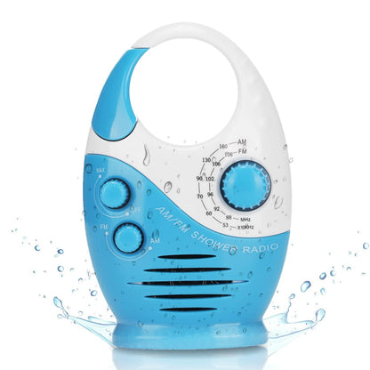 Yunseity Waterproof Shower Radio, Portable AM-FM Radio with Hook Design, Battery Powered, Built-in Speaker, for Bathroom, Kitchen, Outdoor.