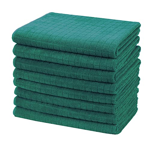 gryeer 8-piece Microfiber Kitchen Towels Set, soft, super absorbent and lint-free dish towels, 45 x 65 cm (Dark Green)