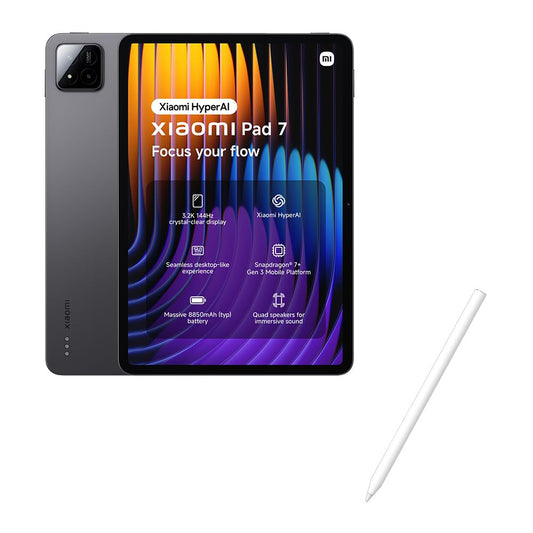 XIAOMI Pad 7 Tablet+Pen, 11.2-inch, 8+128GB, Grey, 3.2K 144Hz Display, Snapdragon 7+ Gen 3, 8850mAh Battery, 45W TurboCharge, HyperAI, Quad Speakers, Seamless Desktop-like Experience