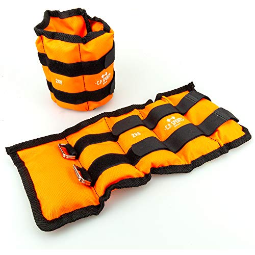 C.P.Sports Weight Cuffs Pairs for wrists & ankles | Weights for arms & legs | 0.5KG to 8KG | Ankle Weights for fitness, jogging, endurance, strength training | 2X 1.0KG + 2X 2.0KG + 2X 3.0KG