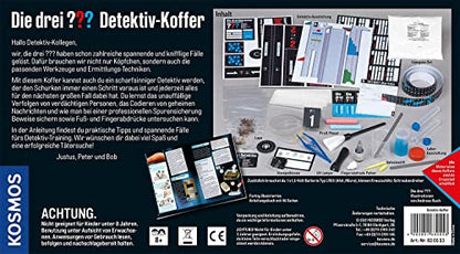 The Three Investigators Detective Case from KOSMOS, detective toy set for kids aged 8 and up with fingerprint powder, essential tools, and expert tips for investigation.