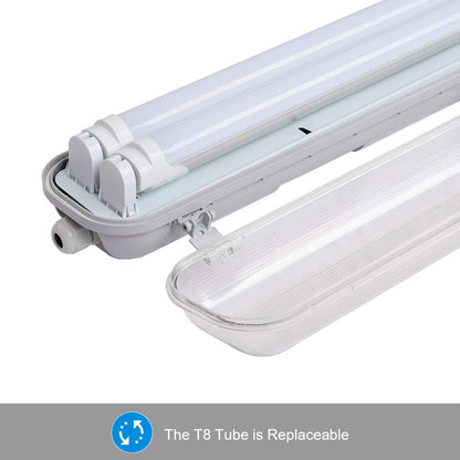 Sunworld LED moisture-proof luminaire 150cm 4 pieces 4000K neutral white 2x 24W tube 4800lm IP65 waterproof T8 workshop lamp tube lamp complete strip light for garage basement office warehouse