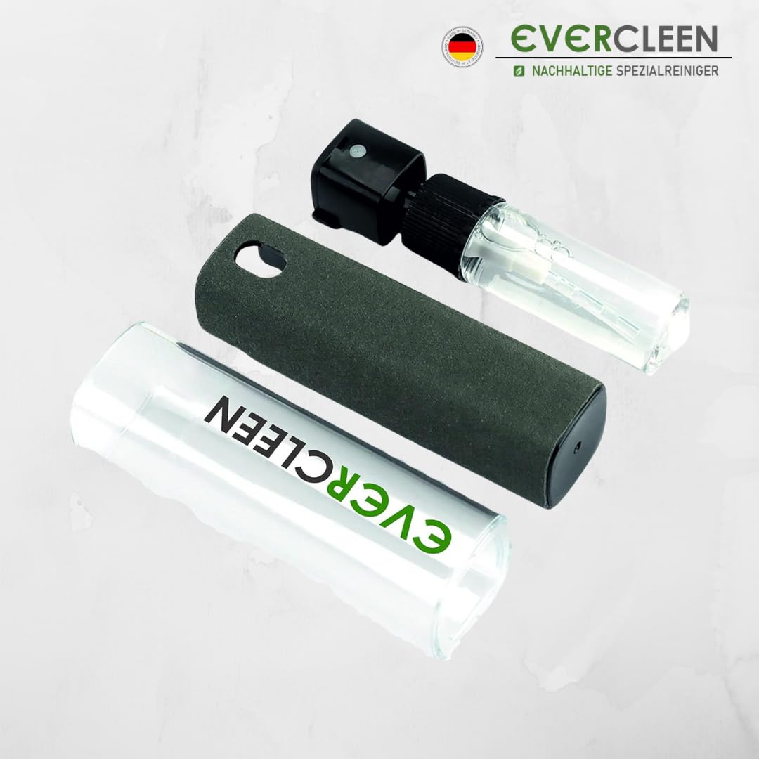 EVERCLEEN 2 GO Made in Germany Screen Cleaner Pro + EVERCLEEN Screen Cleaner 500ml + Refill + 4in1 Cleaning Tool + Microfiber Cloth Vegan Cleaner. For tablet displays smartphones
