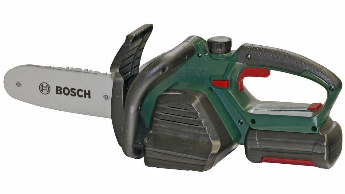 Theo Klein 8399 Bosch Chainsaw I Realistic, child-sized replica I 13 cm x 39.5 cm x 14 cm & Bosch Battery-Powered Lamp I Lamp that rotates 90 degrees I 9.5 cm x 6.4 cm x 18 cm