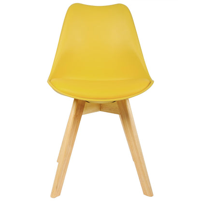 WOLTU Dining Chairs Set of 4, Scandinavian Kitchen Chairs, Retro Design, Seat Upholstered in Faux Leather, with Solid Wood Legs, up to 150 kg load capacity, Yellow