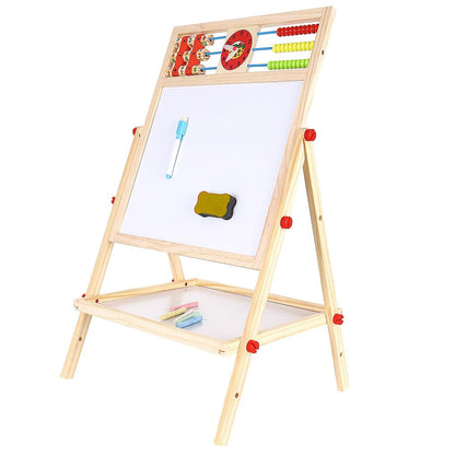 Kruzzel Folding Kids Easel Double Sided Chalkboard Whiteboard with Accessories Wood 22472, Multicolor