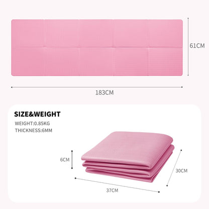 Good Night Folding Yoga Mat Non-slip Portable Fitness Mat Foldable Lightweight Gymnastics Mat Pilates Sport Travel Yoga Mat 183 x 61 x 0.6 cm (Pink)