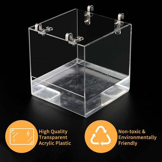 Aceshop Bird Bath Hanging Bird Bath Transparent Acrylic Bird Bath House Bath Box Bird Cage Accessory with Hooks for Small Birds Finch Budgie Canary Parrot-12.8 * 11.3 * 13 cm
