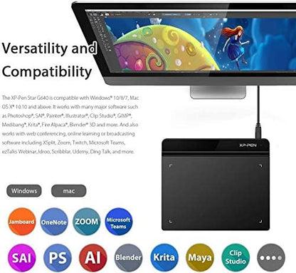XP-PEN Star G640 graphics tablet 6x4 inch drawing tablet OSU! Pad with battery-free pen 20 replacement nibs