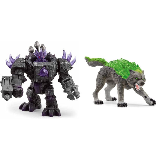 SCHLEICH 42557 Shadow Master Robot with Mini Creature, for children ages 7-12, ELDRADOR Creatures - playset & 70153 Granite Wolf, for children ages 7-12, ELDRADOR Creatures - figurine