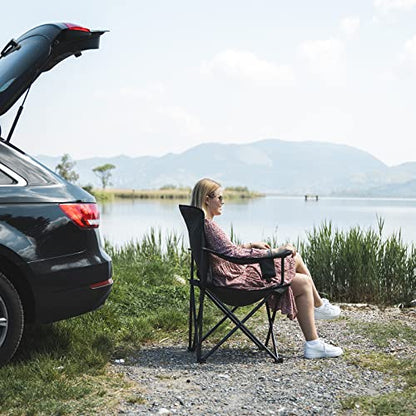 Qeedo Johnny XL camping chair foldable (up to 150 kg), folding chair with 2 cup holders.