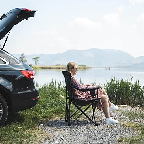 Qeedo Johnny XL camping chair foldable (up to 150 kg), folding chair with 2 cup holders.
