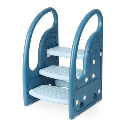Onasti step stool for kids, Three-step height adjustable toddler stool for baby, Comfortable handrail, Multifunctional, Anti-slip, Suitable for approx. 1.5 to 6 years old - (Blue)