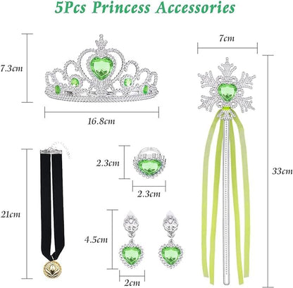 "URAQT Girl Costume Dress, Kids Princess Costume for Carnival Party Cosplay Disguise Halloween Celebration Birthday, with Accessories Crown Wand, 130CM"