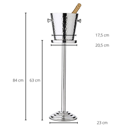 EDZARD Capri patterned champagne cooler with stand, stainless steel, with handles, for 1 bottle - Beverage cooler, bottle cooler, wine cooler, champagne cooler, ice bucket