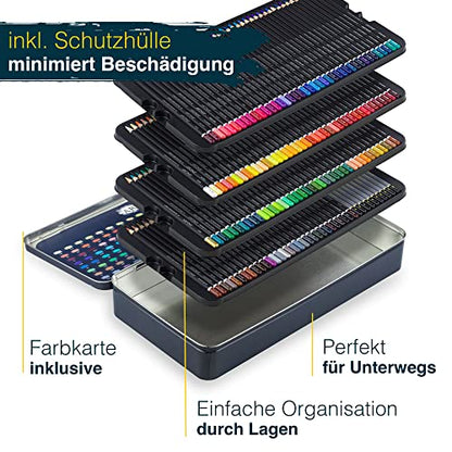 Artina Expertilo XXL Colored Pencil Set 160 Professional - FSC® certified colored pencils break-resistant, highly pigmented, many colorful wooden pencils for artists to draw and paint.