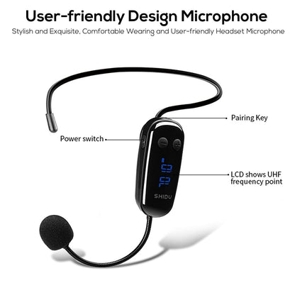 Voice Amplifier Wireless Portable Voice Amplifier Original Shidu PA System Speaker with Headset Microphone 10W Rechargeable Speaker for Teachers Tour Guide Sports Trainer